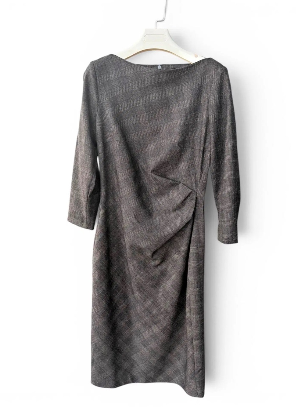 Maxmara Weekend Grey Plaid Wool Sheath Dress Size 4